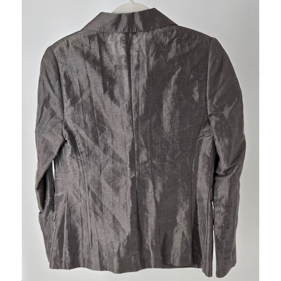 Sergio Pellari Silver Metallic Linen Blend Made in Italy Womens 10 Luxury Blazer - Picture 2 of 7